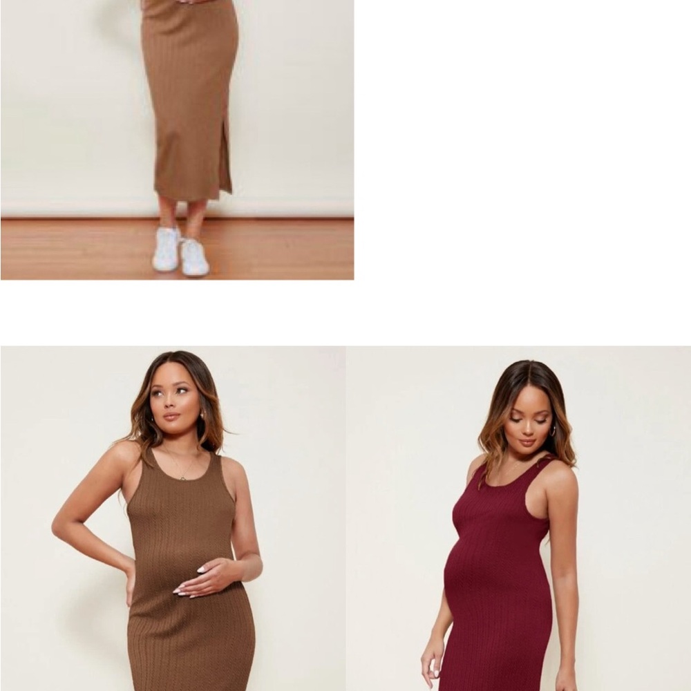 Ribbed Knit Midi Maternity Dress Bundle